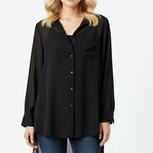 Nanette Lepore  Black Casual Button Down Shirt